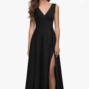 V Neck Sleeveless Split black dress Medium